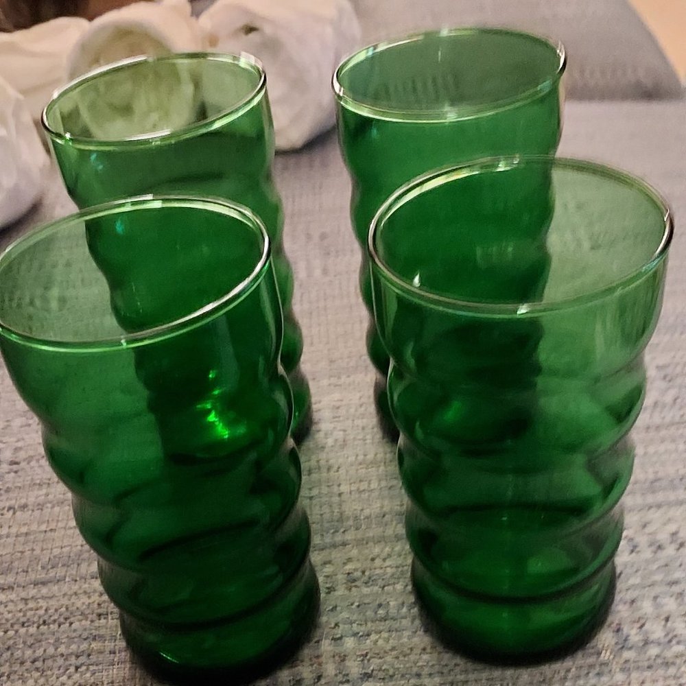 Vintage Anchor Hocking Forest Green 9oz Tumblers